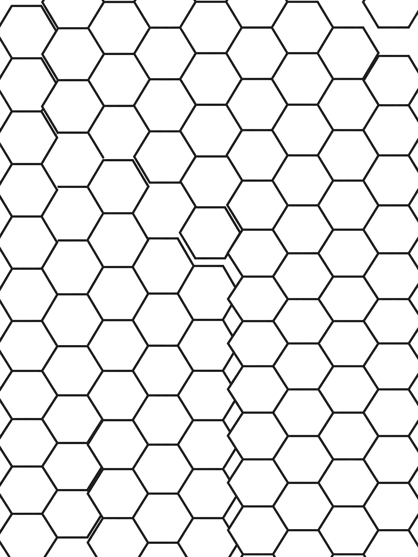 Printable coloring page of undulating hexagon waves in black and white line art