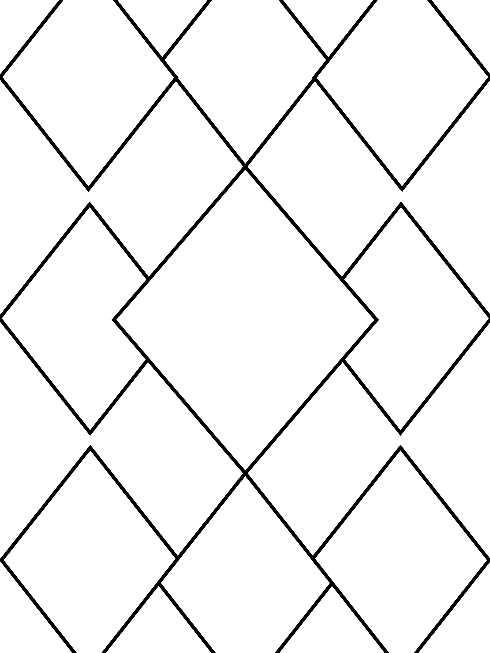 Black and white printable coloring page of layered diamonds in a geometric pattern with many overlapping diamond shapes.