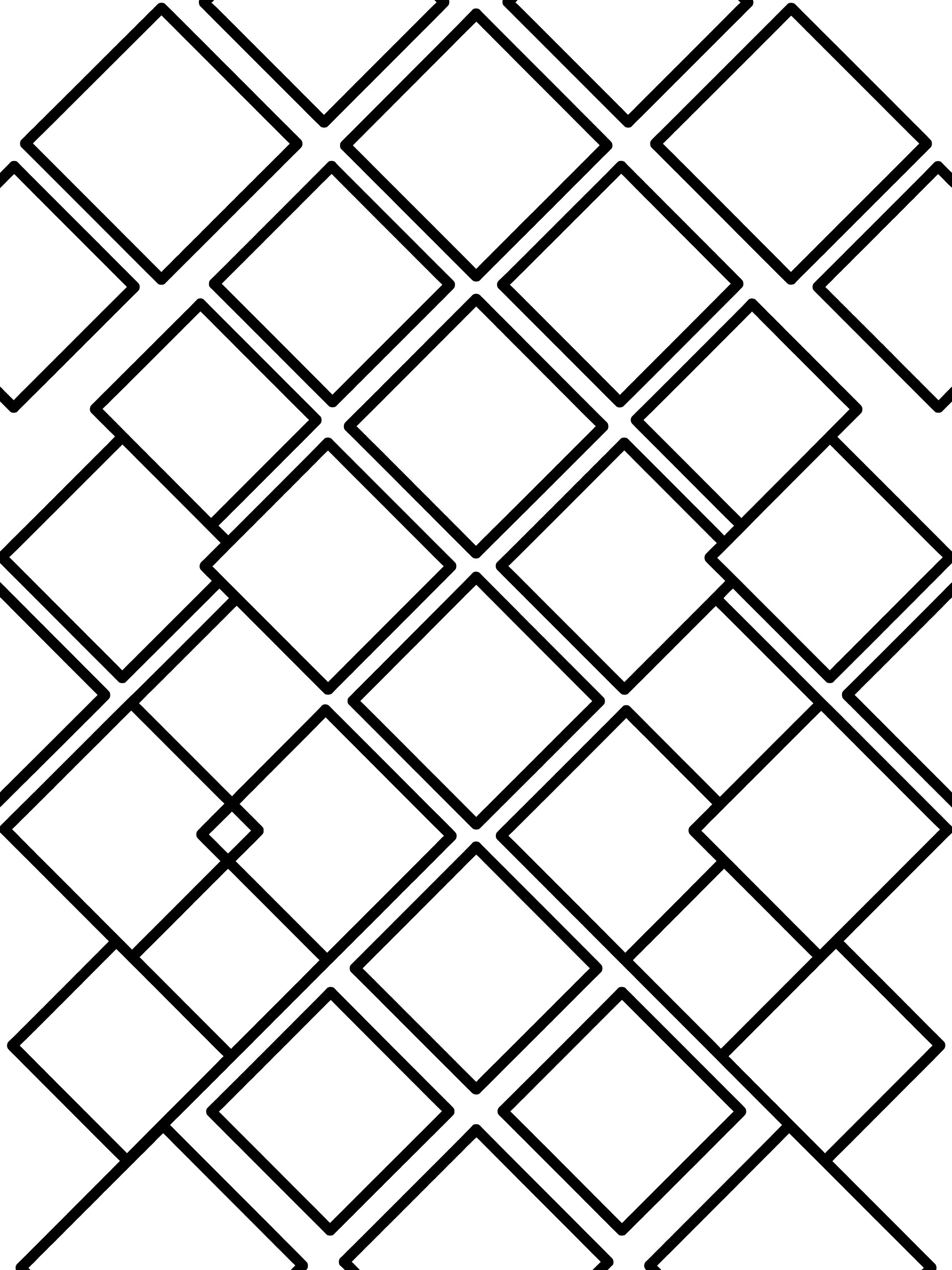 Black and white coloring page featuring a grid-like repeating pattern of clean outlined diamond shapes filling the page.